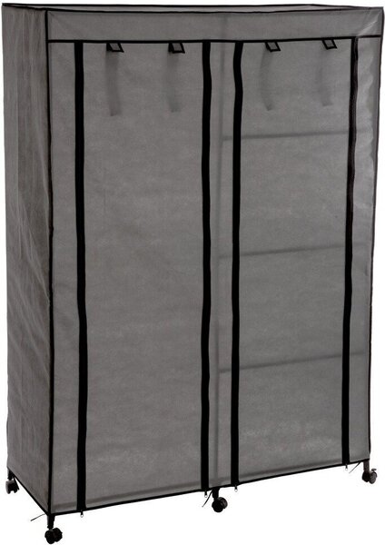 Textilná skriňa na oblečenie, 118x48x168 cm, čierna