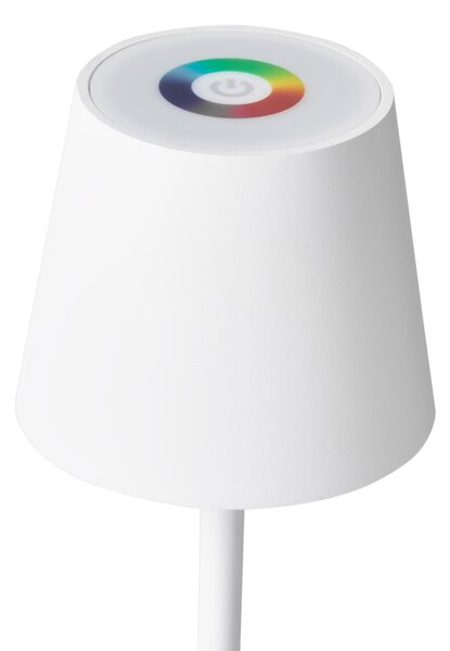 Stolná lampa biela železo hliník s dotykovým vypínačom nabíjanie cez USB kábel bezdrôtová moderný štýl interiér exteriér