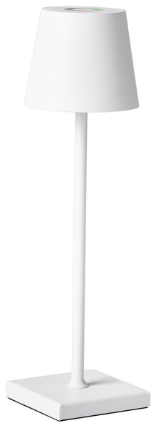 Stolná lampa biela železo hliník s dotykovým vypínačom nabíjanie cez USB kábel bezdrôtová moderný štýl interiér exteriér