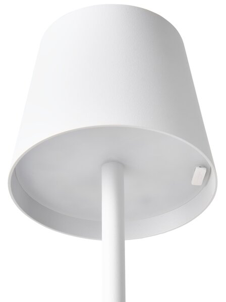 Stolná lampa biela železo hliník s dotykovým vypínačom nabíjanie cez USB kábel bezdrôtová moderný štýl interiér exteriér