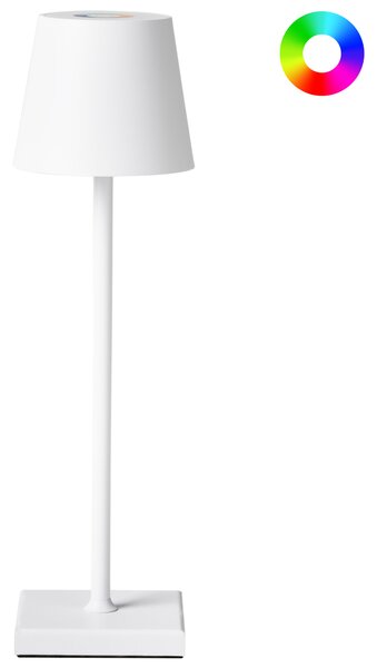 Stolná lampa biela železo hliník s dotykovým vypínačom nabíjanie cez USB kábel bezdrôtová moderný štýl interiér exteriér
