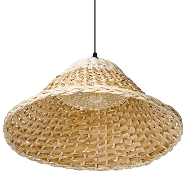 Závesná lampa prírodná bambusové a ratanové tienidlo ručná výroba pletený dizajn boho štýl osvetlenie