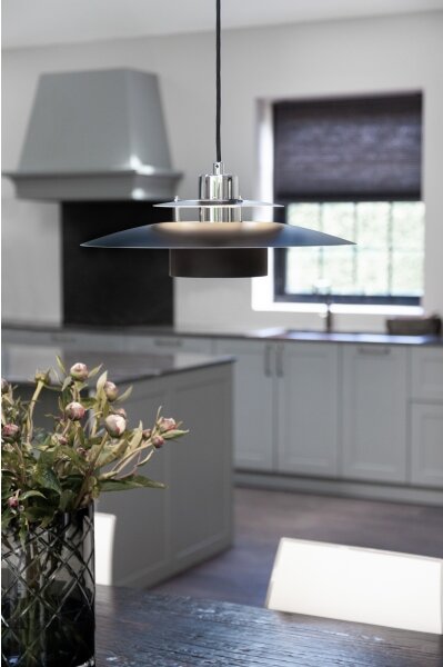 Halo Design 990259 - Závesný luster SORUP 1xE27/40W/230V pr. 40 cm čierna/lesklý chróm