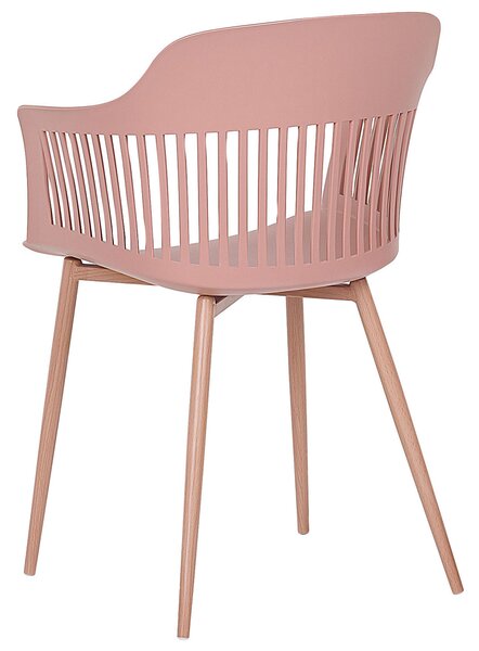 Sada 2 jedálenských stoličiek ružová syntetický materiál kovové nohy otvorené operadlo moderná obývacia izba