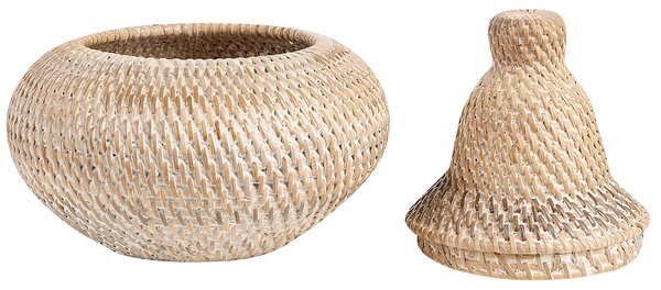 Kôš prírodný ratanový 25 cm úložný košík s vekom boho rustikálny bytový doplnok