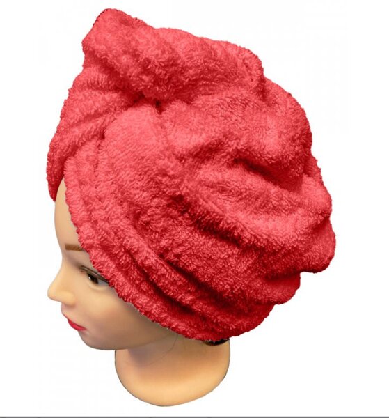 Rýchloschnúci froté Turban na vlasy červený TiaHome