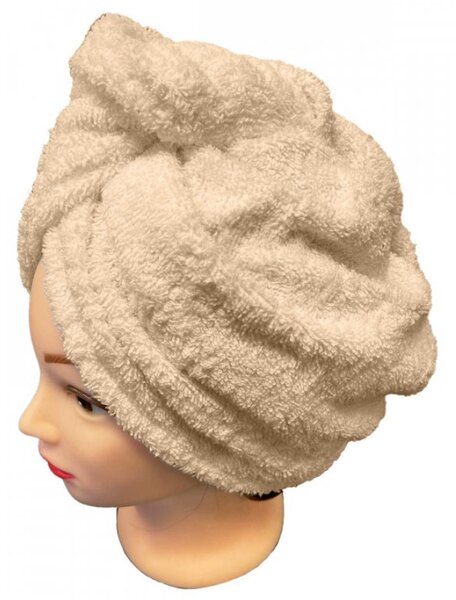 Rýchloschnúci froté Turban na vlasy béžový TiaHome