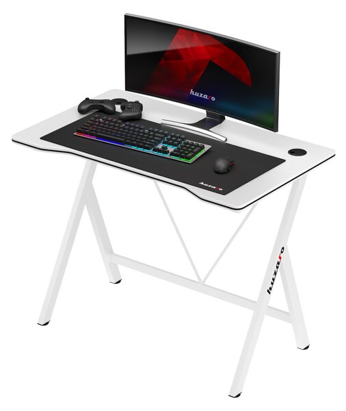 Huzaro Hero 1.4 | počítačový stôl herný stôl kancelársky stôl | 100 x 50 cm | káblový kanál | oceľová konštrukcia uhlíková doska stola | biela