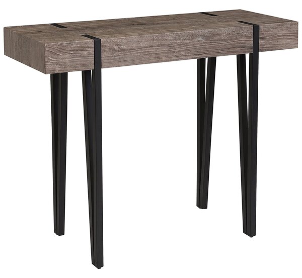 Konferenčný stolík tmavé drevo čierne kovové nohy 100 x 40 cm obdĺžnikový moderný industriálny štýl