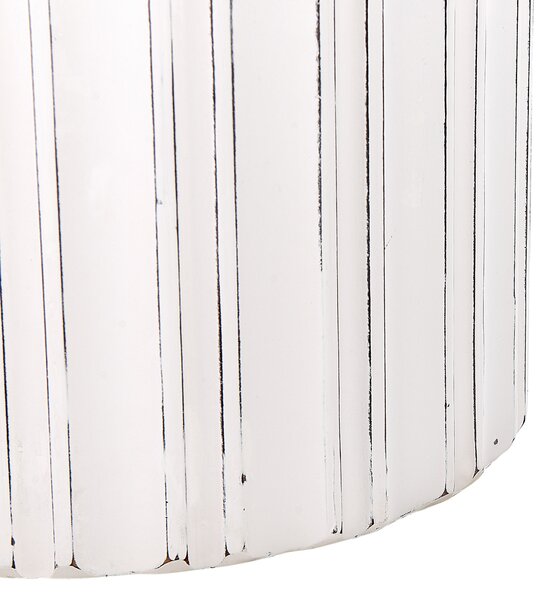 Odkladací stolík biela MDF 55 x 45 x 45 cm okrúhly tvar dekoratívny zdobený maľovaný povrch boho štýl obývačka spálňa