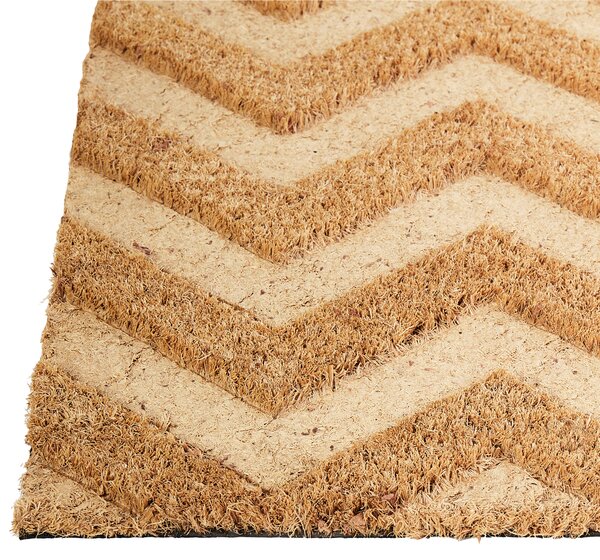 Rohožka prírodné kokosové vlákno 40 x 60 cm PVC povlak protišmyková rohož s cikcakovým motívom do interiéru moderná