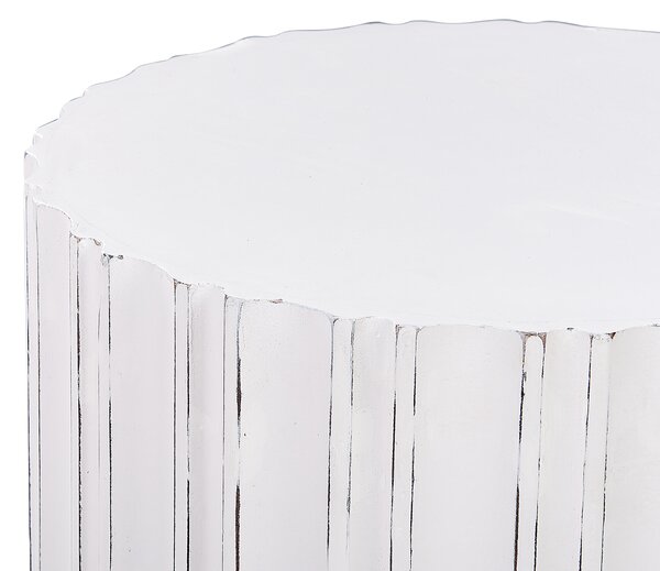 Odkladací stolík biela MDF 55 x 45 x 45 cm okrúhly tvar dekoratívny zdobený maľovaný povrch boho štýl obývačka spálňa