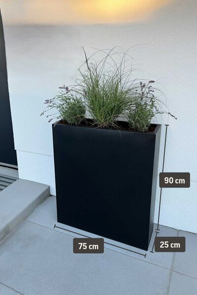 Kvetináč ELEMENTO, oceľ, šírka 75 cm, čierny