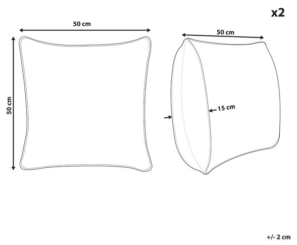 Sada 2 dekoratívnych vankúšov strieborná bavlna 50 x 50 cm geometrický vzor metalická fóliová potlač glamour štýl doplnky