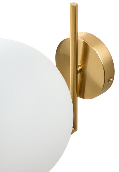 Nástenná lampa zlatá kovová guľaté sklenené tienidlo elegantné moderné minimalistické svietidlo