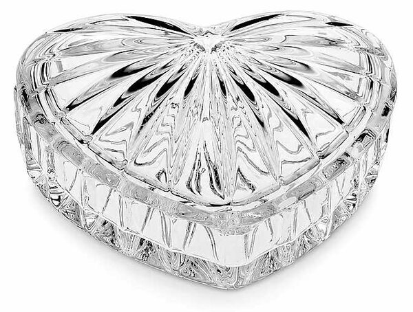 Crystal Bohemia Sklenená dóza v tvare SRDCE 110 mm
