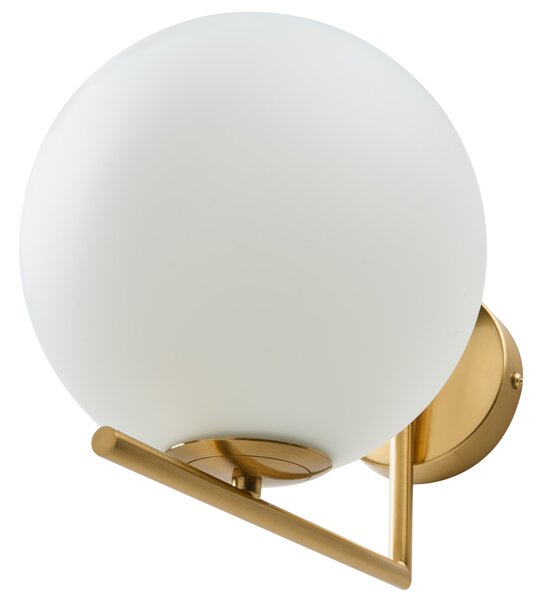 Nástenná lampa zlatá kovová guľaté sklenené tienidlo elegantné moderné minimalistické svietidlo