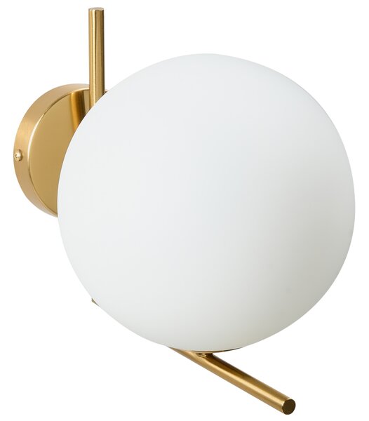 Nástenná lampa zlatá kovová guľaté sklenené tienidlo elegantné moderné minimalistické svietidlo