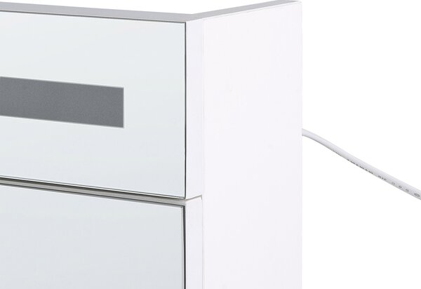 Zrkadlová skrinka do kúpeľne biela strieborná preglejka sklo s LED osvetlením 60 x 60 cm moderný štýl