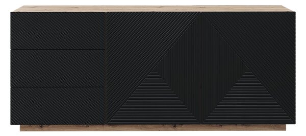 Dvojdverová komoda Asha 167 cm so zásuvkami - artisan / čierny mat