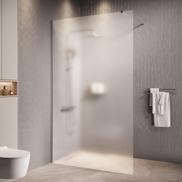 Badplaats Sprchová Zástena Florida 100 x 200 cm - Chróm - Walk-In Sprchový Kút 8 mm s Mliečnym Sklom