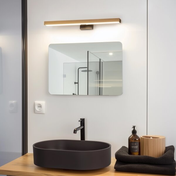 Brilagi-LED Kúpeľňové osvetlenie zrkadla WOODY MIRROR LED/12W/230V IP44 dub/čierna