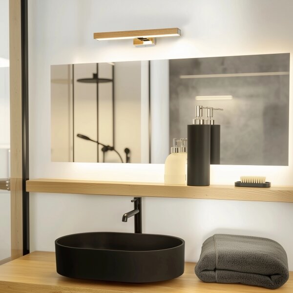 Brilagi-LED Kúpeľňové osvetlenie zrkadla WOODY MIRROR LED/8W/230V IP44 dub/chróm