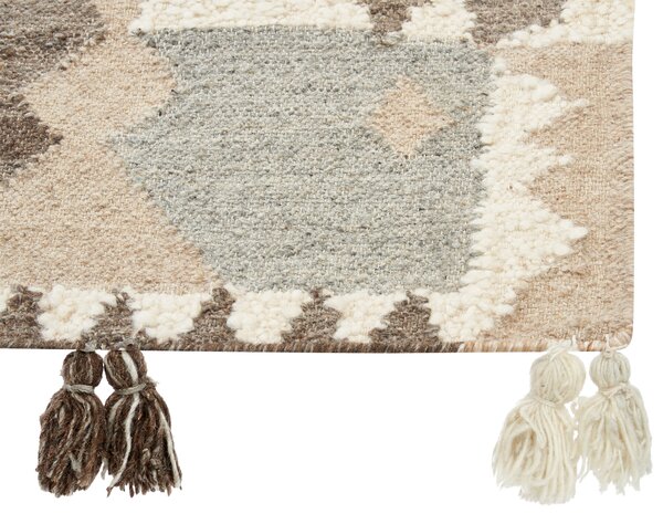 Kelímový koberec viacfarebný vlna a bavlna 80 x 150 cm ručne tkaný boho patchwork vzor so strapcami