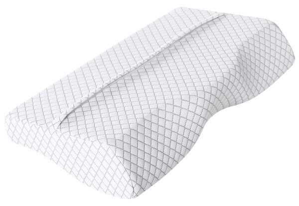 Vankúš na spanie biely pamäťová pena 50 x 30 cm priedušný poťah opora krku pre ľudí spiacich na chrbte spálňa