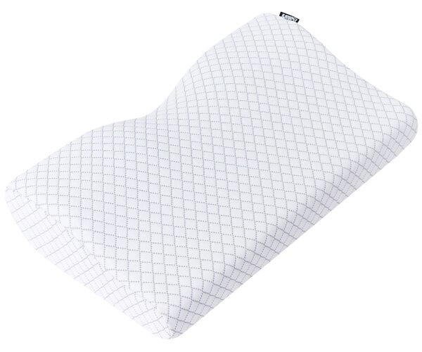Vankúš na spanie biely pamäťová pena 50 x 30 cm priedušný poťah opora krku pre ľudí spiacich na chrbte spálňa