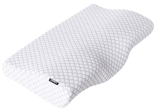 Vankúš na spanie biely pamäťová pena 50 x 30 cm priedušný poťah opora krku pre ľudí spiacich na chrbte spálňa