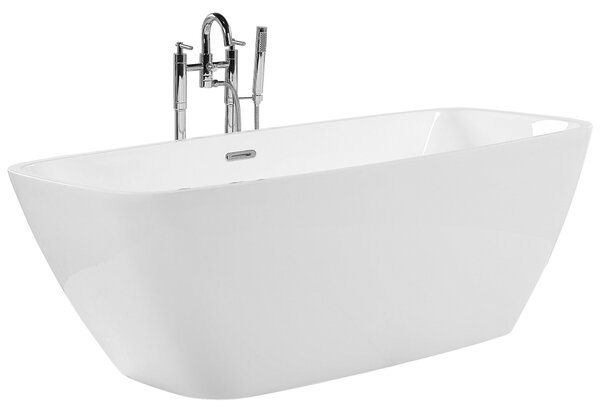 Voľne stojaca vaňa biela akrylát 170 x 78 cm obdĺžnikový tvar lesklý povrch pre 1 osobu moderný štýl kúpeľňa