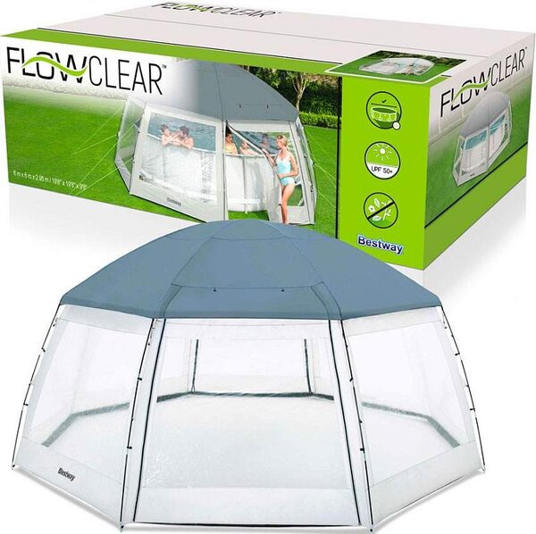 Bestway 58612 / 24, Kupolový bazén, Nadzemný bazén, Kolo, Priehľadná, PVC, Polyester, 600 mm