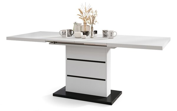 PIANO matná biela / čierny mat - moderný rozkladací stôl do 200 cm