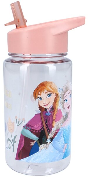 Dievčenská plastová fľaša na pitie Ľadové kráľovstvo - Frozen - s integrovanou slamkou