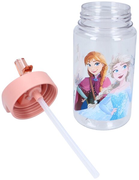 Dievčenská plastová fľaša na pitie Ľadové kráľovstvo - Frozen - s integrovanou slamkou