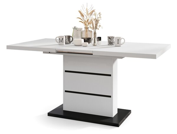 PIANO matná biela / čierny mat - moderný rozkladací stôl do 200 cm