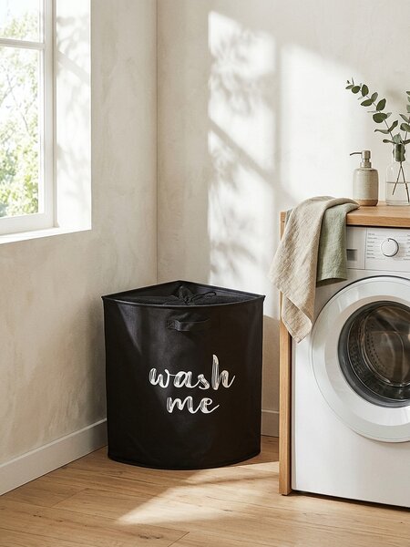 Sinsay - Kôš na bielizeň s nápisom WASH TIME - čierna