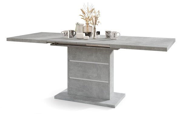 PIANO svetlý betón / biele vložky - moderný rozkladací stôl do 200 cm
