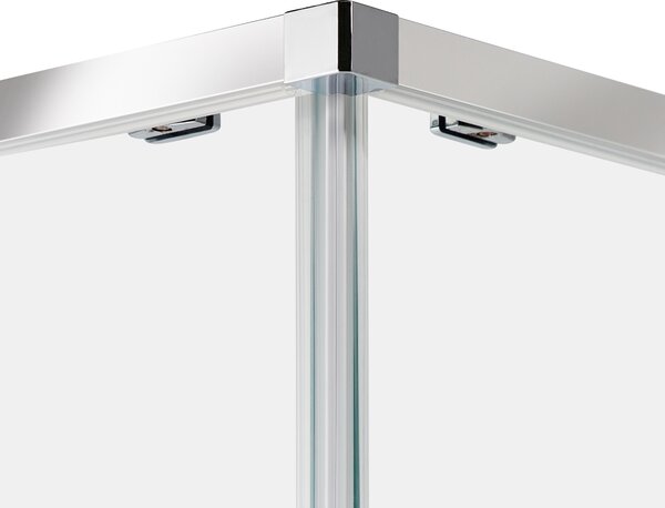 Sprchovací kút strieborný tvrdené sklo hliník 80 x 80 x 185 cm štvorcový tvar dvojité posuvné dvere moderný dizajn kúpeľňa