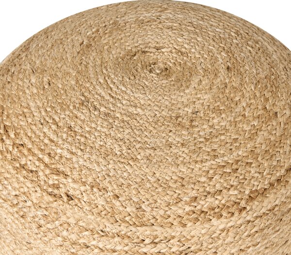 Jutová taburetka prírodná béžová a sivobéžová okrúhla 50 x 40 cm výplň z polystyrénového granulátu boho bytové doplnky
