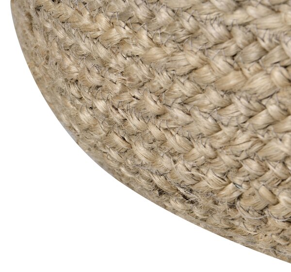 Jutová taburetka prírodná béžová a sivobéžová okrúhla 50 x 40 cm výplň z polystyrénového granulátu boho bytové doplnky