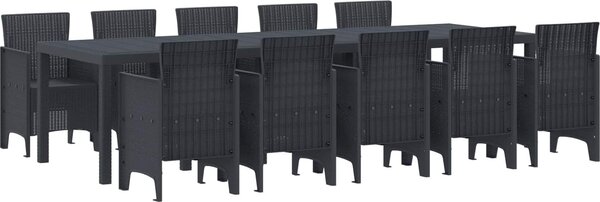 Maison Exclusive – Záhradná jedálenská súprava, 11 kusov, antracitová farba, plast