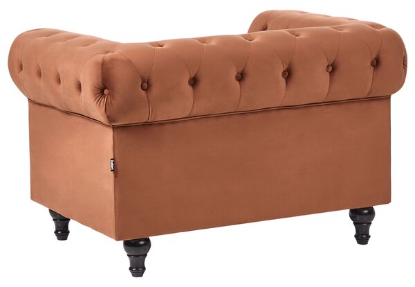 Sedacia súprava chesterfield zlatohnedá zamatová čalúnená čierne nohy 3-miestna pohovka s kreslom moderná