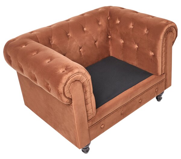 Sedacia súprava chesterfield zlatohnedá zamatová čalúnená čierne nohy 3-miestna pohovka s kreslom moderná
