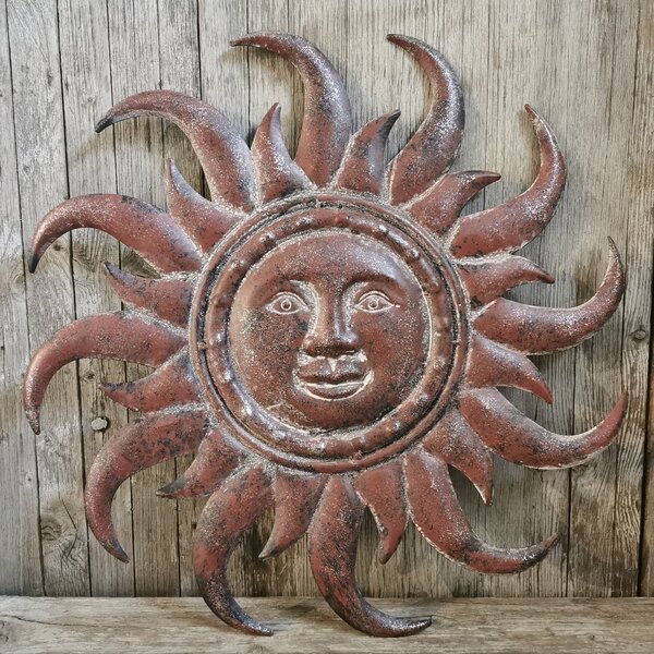 Slnko kovové nastená dekorácia hnedé vintage 50×50×2cm