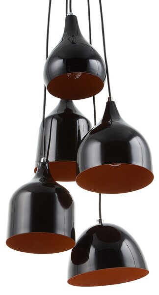Závesná lampa čierna kov 5 tienidiel na strop moderný industriálny štýl kuchyňa jedáleň obývačka