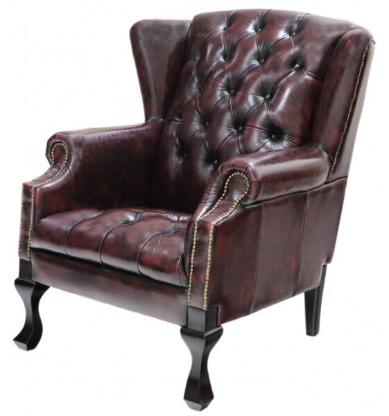 Kreslo Chesterfield Chester z pravej hovädzej kože New Red