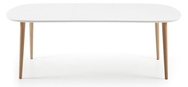 Biely rozkladací jedálenský stôl s bielou doskou 100x160 cm Oqui – Kave Home