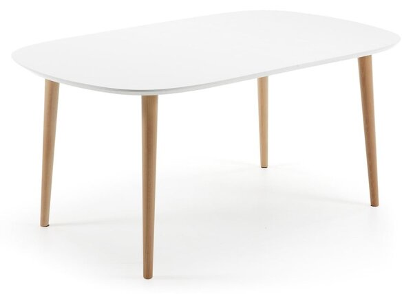 Biely rozkladací jedálenský stôl s bielou doskou 100x160 cm Oqui – Kave Home